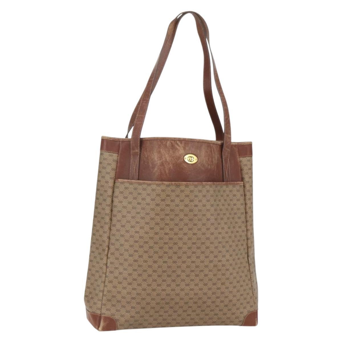 Gucci Micro Gg Supreme Tote Bag Pvc Leather Beige Gold 002 115 0135 Auth 151663